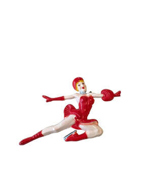 Rare Vintage Plastic Ice Capades Skating Pin Brooch Red